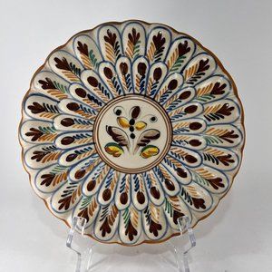 Vtg Pablo Sanguino Toledo Spain Pottery Wall Plate Brown Blue Embossed 90s